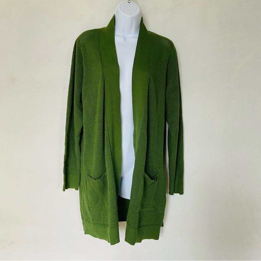 Lily Morgan Cozy Knit Cardigan – Forest Green (Size L)